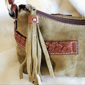 Like New Fossil Suede Purse/Handbag - Olive Color